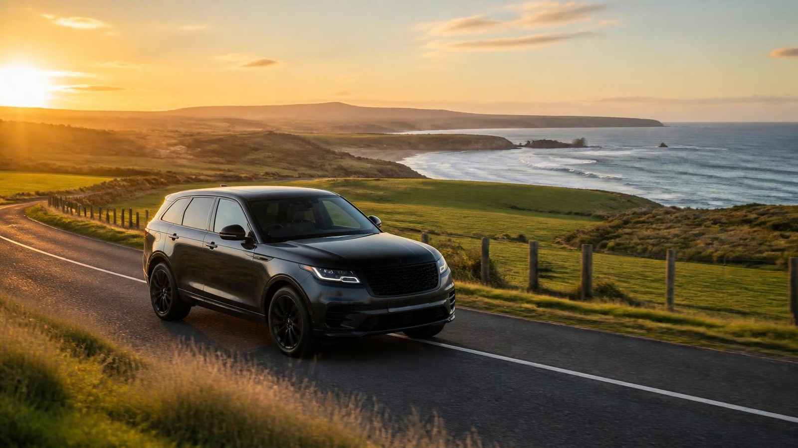 Black SUV on the coastal road to Phillip Island