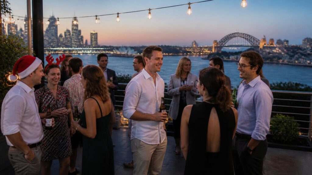 Corporate Christmas party on a Sydney rooftop