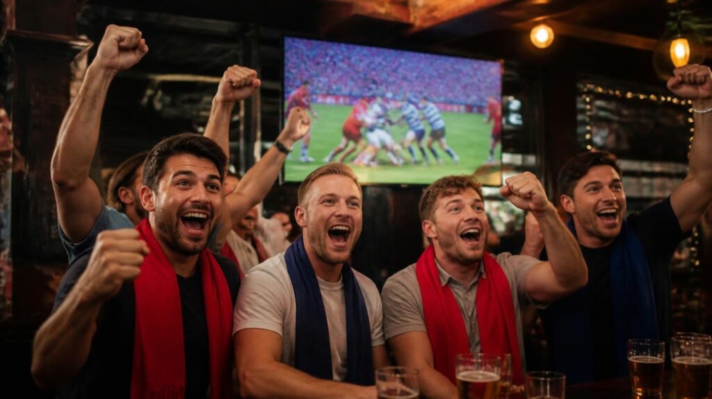 Fans watching the NRL Grand Final at a Sydney pub