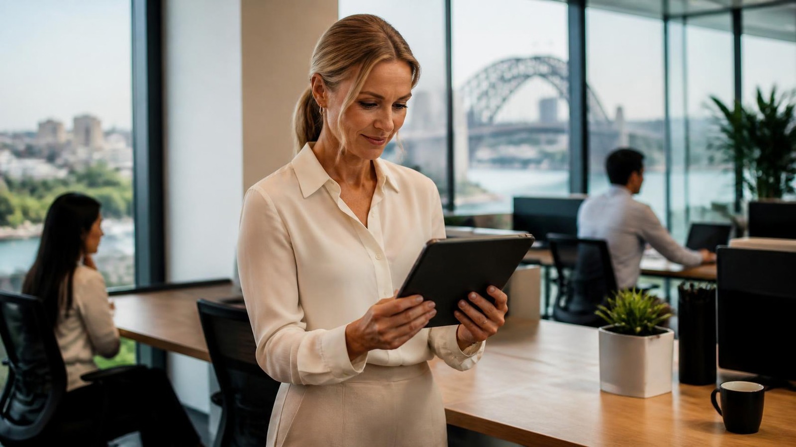 Office manager organising company travel bookings