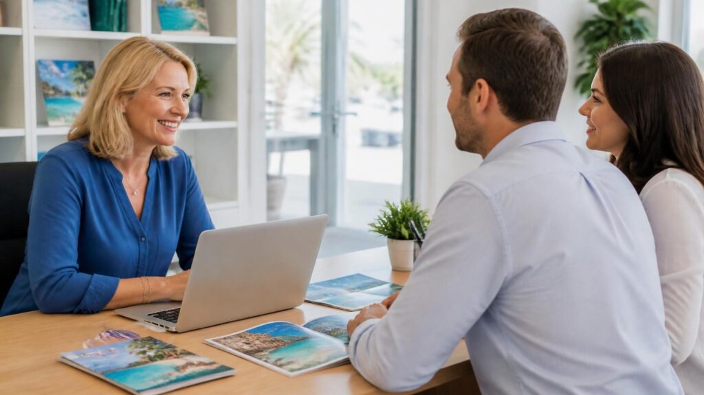 Travel agent planning a holiday with clients