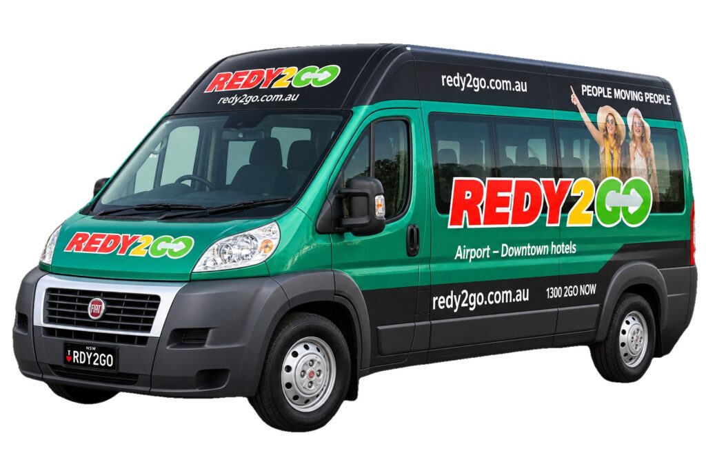 Redy2go branded Fiat Ducato shared shuttle